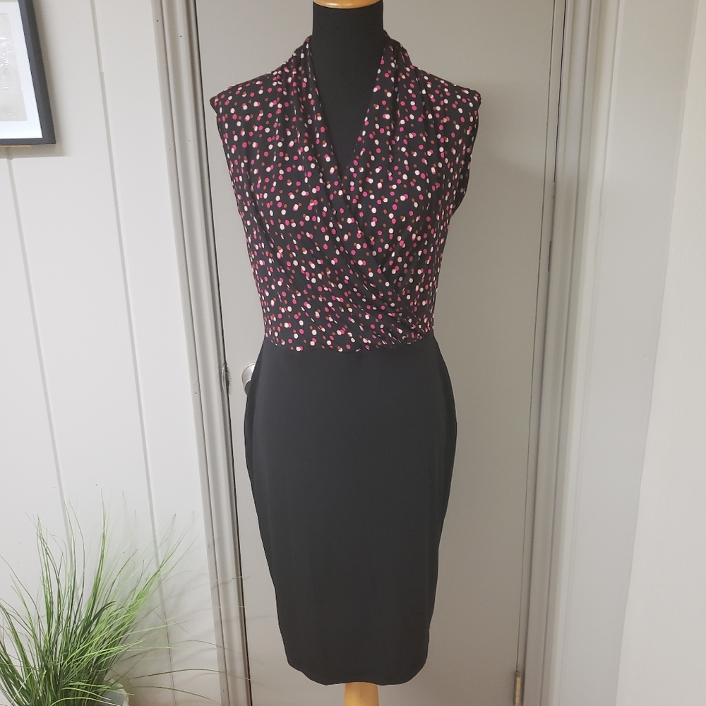 Leota Pink Polkadot Dress Size L NEW